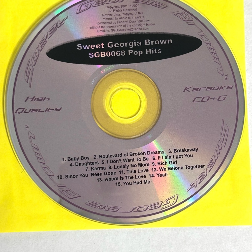 Sweet Georgia Brown SGB0068 Pop Hits Karaoke CD+G Pre-Owned & Tested